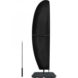 Housse Parasol Housse de Protection pour Parasol Déporté de 3m à 4m, Résistant Tissu Oxford 420D Bache Parasols avec Tige (265x70/50cm) Noir