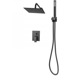 Mophorn Ensemble de robinetterie de douche encastrable, syst&egrave;me de douche avec pommeau carr&eacute; de 25,4 cm, douchette &agrave; main et kit de garniture,