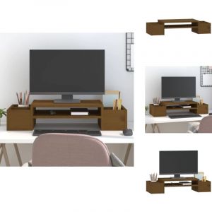 Support de moniteur Marron miel 70x27,5x15cm Bois de pin solide - Support Ordinateur - Support Ecran - Support Monitor - Meuble Informatique - Bureau