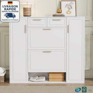 Meuble &agrave; chaussures - Meuble d'Entr&eacute;e Coffre Rangement pour Chaussures - contemporain - Plusieurs espaces de rangement -Largeur 120 cm, Profondeur 24