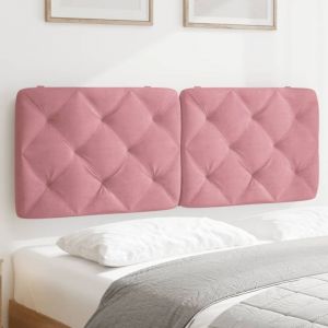 Coussin de t&ecirc;te de lit rose 140 cm velours
