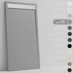 SOULHOME Receveur de Douche -R&eacute;sine -Gel Coat -Texture Lisse/Pierre -Antid&eacute;rapant -Couleur Gris 180x90 Extra plat 3Cm Grille Inox