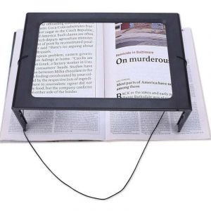 ZVD Loupe de lecture loupe de lecture, 12led rectangulaire éclairé loupe avec support de lampe loupe pour livres, malvoyants, personnes âgées,