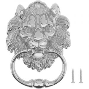 Heurtoir de Porte Lion en Alliage de Zinc Poign&eacute;e de Porte, 156 117mm Poign&eacute;e de T&ecirc;te de Lion Ancienne Heurtoir en Forme de T&ecirc;te de Lion avec 2 vis