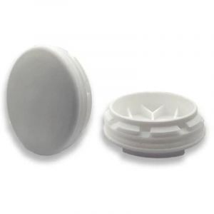 Ajile - Bouchon embout rond plat de finition BLANC pour tube de diam. 50 mm