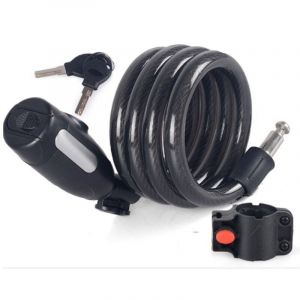 antivol de 120 cm de long - refermable facilement sans cl&eacute; - cadenas pour v&eacute;lo avec fixation - antivol en spirale pour v&eacute;lo & poussette