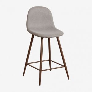 Sklum - Tabouret haut Glamm &uarr;65 cm Gris B&eacute;ton Bois fonc&eacute;