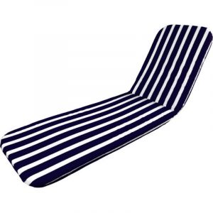 Coussin pour transat de plage bleu blanc 185x55x2,5 cm