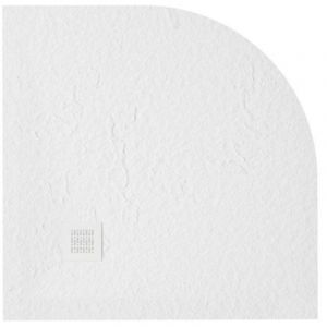 ZEZA Grade receveur de douche - 90x90cm - antid&eacute;rapant - antibact&eacute;rien - marbre min&eacute;ral - quart de rond - blanc mat