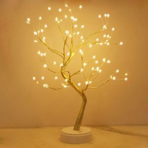 Arbre Lumineux LED, Arbre Lumineux Blanc Chaud, Lampe Arbre Lumineux Branches R&eacute;glables, 108 LED, pour la D&eacute;coration de F&ecirc;te de Mariage, Alimentation