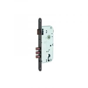 Thirard - Boitier de serrure encastrable à cylindre pour porte d'entrée, axe 45mm, entraxe 85mm, bouts ronds, chrome