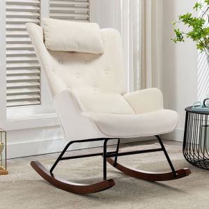 Chaise à bascule Appui-tête Salon Velours Fauteuil d'allaitement Fauteuil à bascule