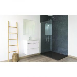 ONDEE ZEN - Receveur NARA - R&eacute;sine all&eacute;g&eacute;e - 90 x 160 cm - Finition : Noir - Bonde