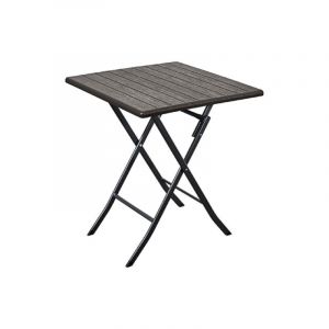 Domus - Table pliante en hdpe effet bois avec structure en acier et supports pour terrasse de jardin