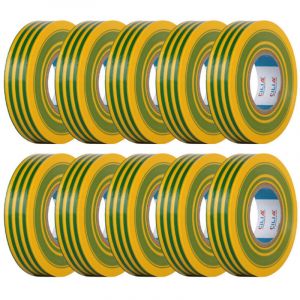 CILIA Lot de 10 Rubans Isolants &Eacute;lectriques PVC 19mm x 25m - Scotch d'&Eacute;lectricien Ignifug&eacute; - Adh&eacute;sif Professionnel Norme IEC - 600V - Pour C&acirc;bles et