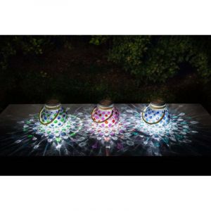 Lot de 3 d&eacute;corations solaire effet 3D &agrave; poser ou suspendre (1 pi&egrave;ce par coloris)