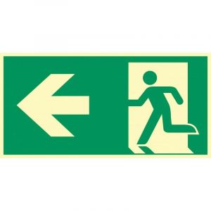 Signalisation photoluminescente d'évacuation gauche