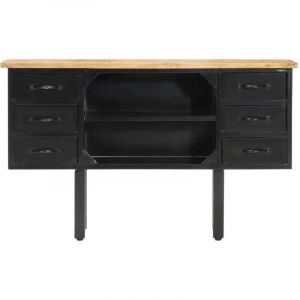 Buffet，Bahut，Meuble de Rangement 110x30x65 cm Bois de manguier massif brut et acier CFW22067