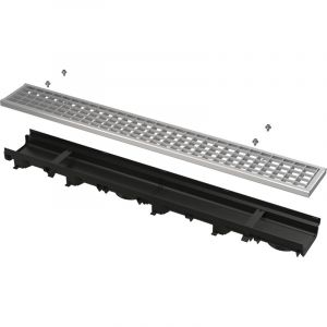 Alcadrain caniveau de drainage 60 mm avec rebord en plastique et grille galvanis&eacute;e B125