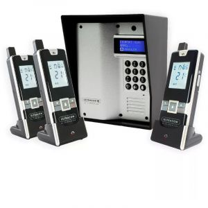 Interphone 600 mètres autonome sans-fil collectif / multipropriétés - UltraCOM3 ARGENTÉ + visière noire + 3 combinés