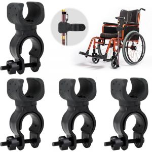 4PCS Porte B&eacute;quilles,Support de Canne de Marche,Support de Canne pour Fauteuil Roulant,Rollator,Scooter &Eacute;lectrique et V&eacute;lo,Accessoires pour Tubes de