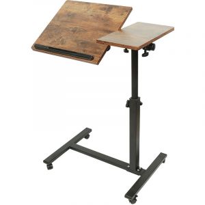 Skecten - Table réglable pour ordinateur portable, avec roulettes, support inclinable, HxLxP: 58-90x60x34,5 cm, brun