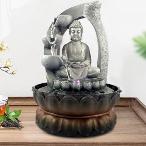 Statue de Bouddha avec Figurines de Jardin solaires en Lotus - Statue de Bouddha méditante - Lampes solaires pour l'extérieur - Décoration pour