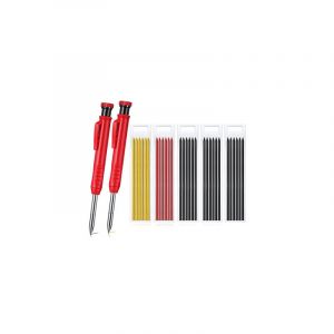 Ensemble de Crayon de Charpentier Mécanique, 2 Pièces Crayon Chantier et 18 Recharges, Crayon Menuisier avec Taille-Crayon pour Menuisiers et Maçons