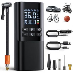150PSI Mini Compresseur &agrave; Air Portatif, 7200mAh Gonfleur Pneus Voiture sans Fil, Gonfleur Electrique pour V&eacute;lo, Voiture,Moto, Balles, avec Lumi&egrave;re