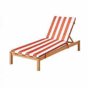 Matelas bain de soleil imperm&eacute;able d&eacute;houssable &agrave; rayures pour transat ARCACHON Terracotta 60x190 cm