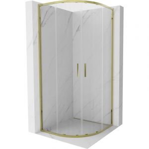 Mexen - Exo cabine de douche demi-circulaire coulissante 90 x 90 cm, transparent, or - 8132-090-090-50-00