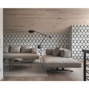 Mosa&iuml;que Art factory hexagone 2,6x2,2cm motif Tango noir et blanc sur trame nylon 33,3x33,3cm Satin&eacute; boite de 1 m2 - Mosa&iuml;que Hexagone 2,6x2,2 cm Noi