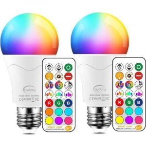 2PCS Ampoule LED Couleur E27 10W Changement de Couleur Dimmable LED Bulbs 12 choix de couleurs,21 key T&eacute;l&eacute;commande