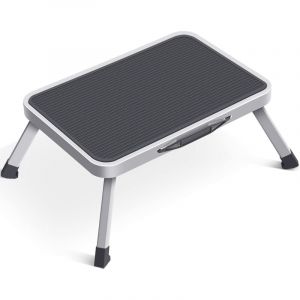Escabeau pliable 1 marche Escabeau pliable en acier Petite &eacute;chelle pliante Salon Cuisine Salle de bain Biblioth&egrave;que 46x31x17,5cm - Lntyq