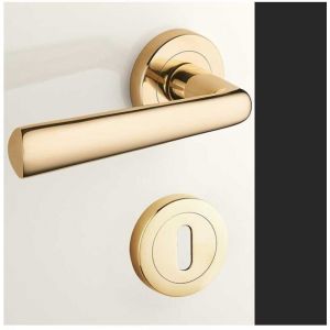 Ensemble de Poign&eacute;es sur Rosaces en Laiton - DCG - Mod&egrave;le Suede - Laiton Poli - Cl&eacute; L