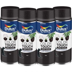 Dulux Valentine - Maxi Pack 4 - Peinture a&eacute;rosol Color Touch Multi-Supports - Effet Sabl&eacute; Noir 400 ml