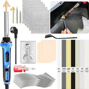 Ej.life - Soudure Plastique 100W Température Réglable 400℃600℃ Kit Fer à Souder avec 56 Tige Soudage 2 Pointe de Cuivre 2 Pointe de Fer à Souder,