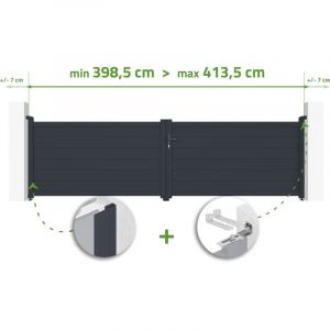 Portail battant ajustable en largeur EIGER 4m H.115cm Aluminium Gris Anthracite