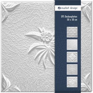 Marbet Design dalles plafond en polystyr&egrave;ne EPS 6 d&eacute;cors diff&eacute;rents 50x50cm paquet &eacute;conomique: Natura, 2 m&sup2; / 8 panneaux