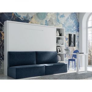 Les Tendances - Lit escamotable 160x200 avec canapé tissu Logia-Canapé Camel-Structure et Façade Ebene-Version lit+canapé
