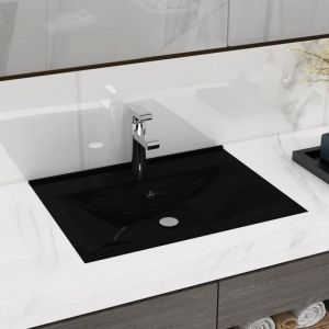 Maisonchic - Lavabo, Vasque de luxe, Evier, Bac à laver avec trou de robinet noir mat 60x46 cm céramique pwfn54354 design in