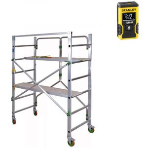 Echafaudage domestique: Hauteur de travail max 2.87m + T&eacute;l&eacute;m&egrave;tre laser STANLEY - PIEGO-LASER
