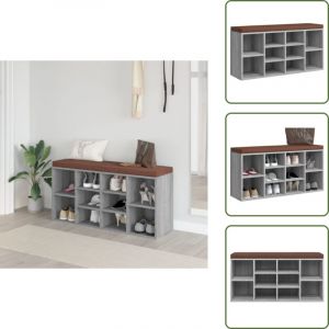 Banc &agrave; chaussures Sonoma gris 103x30x48 cm Bois d'ing&eacute;nierie - Banc Chaussure - Meuble Rangement - Banc Coffre - Organisation Chaussures - Rangement
