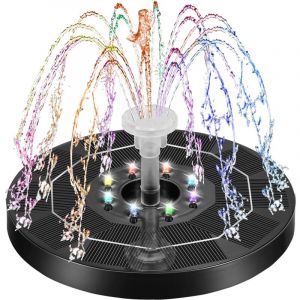 Fontaine Solaire 3w Flottante Fontaine Solaire Exterieure De Jardin Fontaine Solaire pour Bassin Exterieur avec 7 Buses Convient pour Bain d'oiseaux,