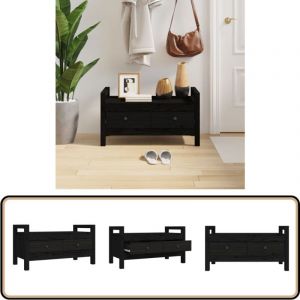 Banc d'entrée Noir 80x40x43 cm Bois de pin massif - Banc D'entrée - Banc Coffre - Meuble D'entrée - Rangement Intérieur - Mobilier Salle D'entrée