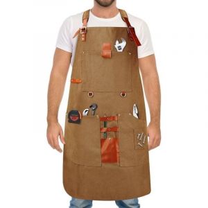 Tablier de travail du bois pour homme, cadeau pour menuisier, avec 8 poches &agrave; outils, tablier de travail en toile cir&eacute;e durable