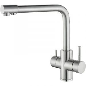 Robinet de cuisine &agrave; 3 voies, robinet de cuisine pivotant &agrave; 360&deg;, mitigeur avec filtre &agrave; eau 3 en 1, robinet d'&eacute;vier en acier inoxydable, robinet