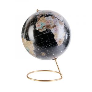 Paris Prix - Globe Terrestre Déco 'World' 29cm Noir & Or