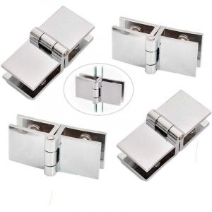 4 pi&egrave;ces Clip de porte verre charni&egrave;re, Charni&egrave;re de porte en verre en acier inoxydable, Charni&egrave;re pliante en verre, Charni&egrave;re De Serrage De Porte, C