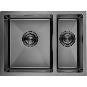&Eacute;vier cuisine 2 bacs inox LOMAZOO Galaxy 595x450 mm Anthracite